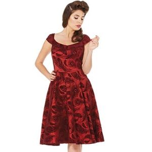 Voodoo Vixen Flocked Feathers Flare Dress